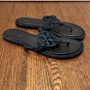 Tory Burch Perfect Navy MILLER PAVÉ KNOTTED SANDAL - Size 10.5